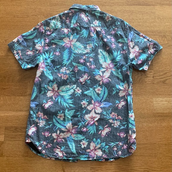 Denim & Flower Short Sleeve Hawaiian Print Shirt Size Medium - Picture 4 of 8